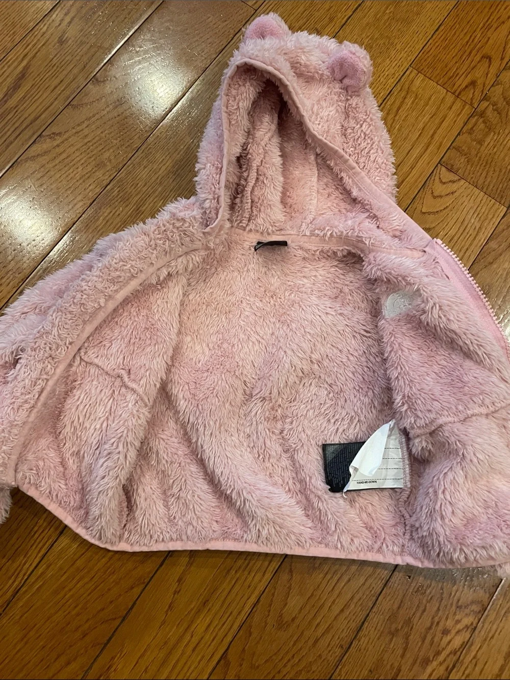 The North Face Light Pink Fuzzy Hooded Jacket with Ear Details - very good cond